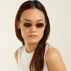 The Row Oliver Peoples La Cc Pink Silk Oval Sunglasses